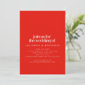 Chic Elegant Bright Red Geometric Wedding Einladung (Stehend Vorderseite)