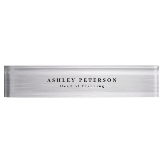 Chic Elegant Brushed Steel Namensplakette (Vorderseite)