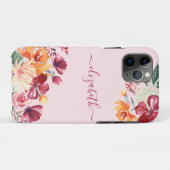 Chic Elegant Burgundy Pink Orange Blumenname Case-Mate iPhone Hülle (Rückseite (Horizontal))