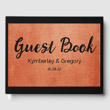 Chic Elegant Burnt Orange Black Name Date