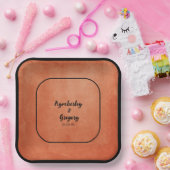 Chic Elegant Burnt Orange Black Name Pappteller (Party)