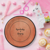 Chic Elegant Burnt Orange Black Name Pappteller (Party)