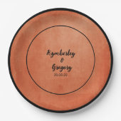 Chic Elegant Burnt Orange Black Name Pappteller (Vorderseite)