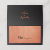 Chic Elegant Burnt Orange Black Name Platzkarte (Außenseite Aufgefaltet)
