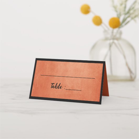Chic Elegant Burnt Orange Black Name Platzkarte (Vorderseite)