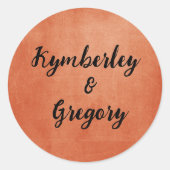 Chic Elegant Burnt Orange Black Name Runder Aufkleber (Vorderseite)