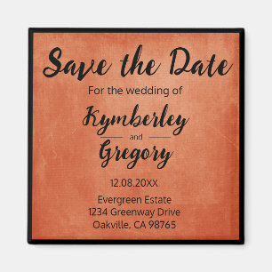 Chic Elegant Burnt Orange Black Save the Date Magnet