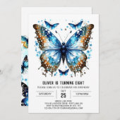 Chic Elegant Butterfly Boy Geburtstag Einladung (Vorne/Hinten)