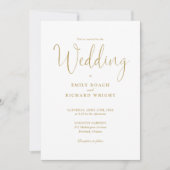 Chic Elegant Calligraphy Gold Script Wedding Einladung (Vorderseite)