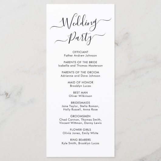 Chic Elegant Calligraphy Script Hochzeitsfeier Programm (Rückseite)