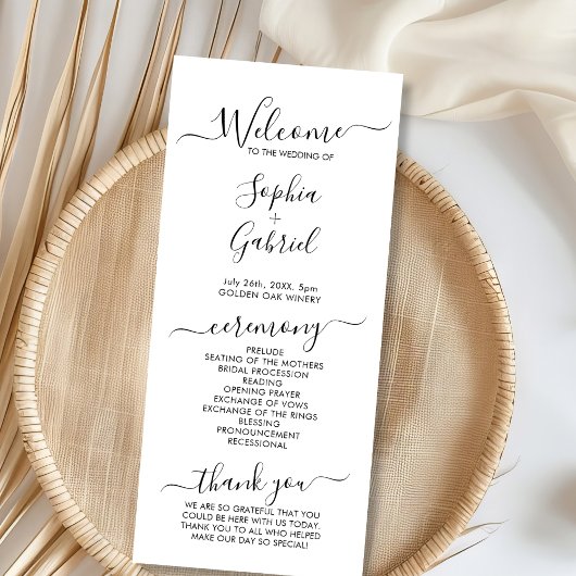 Chic Elegant Calligraphy Script Hochzeitsfeier Programm