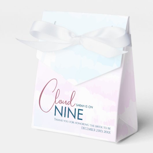 Chic Elegant Cloud Nine Brautparty Rosa Blau Geschenkschachtel (Vorderseite)