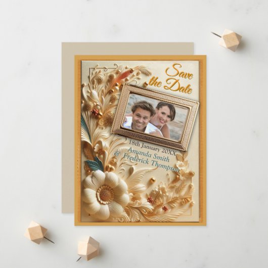 Chic, Elegant Creams & Leder Blume-Look Ankündigung (Vorderseite/Rückseite Beispiel)