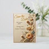 Chic, Elegant Creams & Leder Blume-Look Ankündigungspostkarte (Stehend Vorderseite)