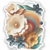 Chic, Elegant Creams & Leder Blume-Look Aufkleber (Vorderseite)