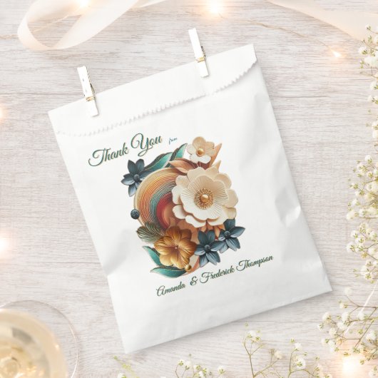 Chic, Elegant Creams & Leder Blume-Look Geschenktütchen (Ausgeschnitten)