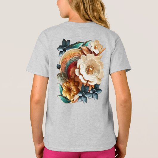 Chic, Elegant Creams & Leder Blume-Look T-Shirt (Rückseite)