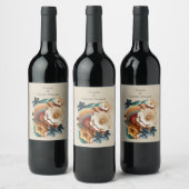 Chic, Elegant Creams & Leder Blume-Look Weinetikett (Flaschen)