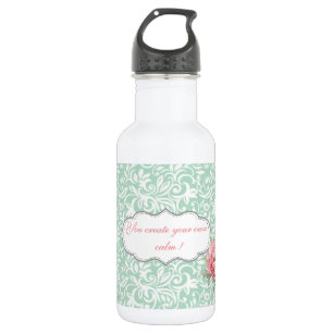 Chic Elegant Damask, Rose, Motivierend Nachricht Edelstahlflasche