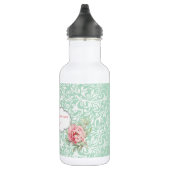 Chic Elegant Damask, Rose, Motivierend Nachricht Edelstahlflasche (Rechts)