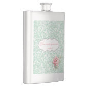 Chic Elegant Damask, Rose, Motivierend Nachricht Flachmann (Rechts)