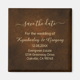 Chic Elegant Dark Brown Gold Akzent Save the Date Magnet