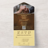 Chic Elegant Dark Brown Texture Gold Accent UAWG All In One Einladung (Innen Boden)