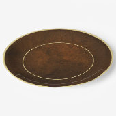 Chic Elegant Dark Brown Textured Gold Akzent Pappteller (Schrägansicht)