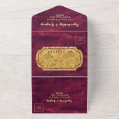 Chic Elegant Dark Burgundy Gold Accent UAWG All In One Einladung (Außenbereich)