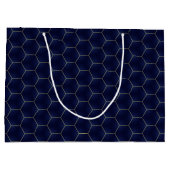 Chic & Elegant Dark Indigo Navy Hexagon Weihnachte Große Geschenktüte (Rückseite)