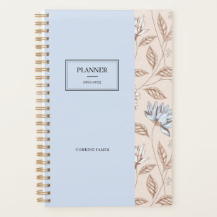 Chic Elegant Dusty Blue Blush Pink Floral Muster Planer