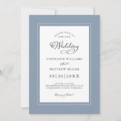 Chic Elegant Dusty Blue Wedding Modern Borders Einladung (Vorderseite)