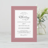 Chic Elegant Dusty Rose Hochzeit Moderne Grenzen Einladung (Stehend Vorderseite)
