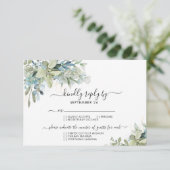 Chic Elegant Eukalyptus Greenerity Wedding RSVP (Stehend Vorderseite)
