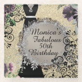 Chic Elegant Fabulous 50. Geburtstag Glasuntersetzer (Vorderseite)