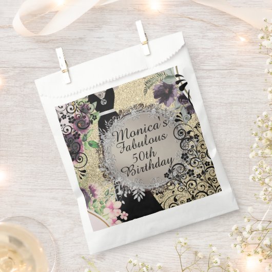 Chic Elegant Fabulous 50. Geburtstag individuell a Geschenktütchen (Ausgeschnitten)