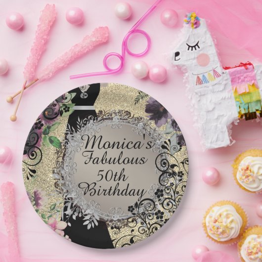 Chic Elegant Fabulous 50. Geburtstag Pappteller (Party)