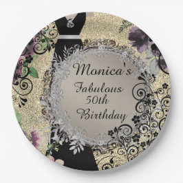 Chic Elegant Fabulous 50. Geburtstag Personalisier Pappteller