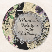 Chic Elegant Fabulous 50. Geburtstag Runder Pappuntersetzer (Vorderseite)