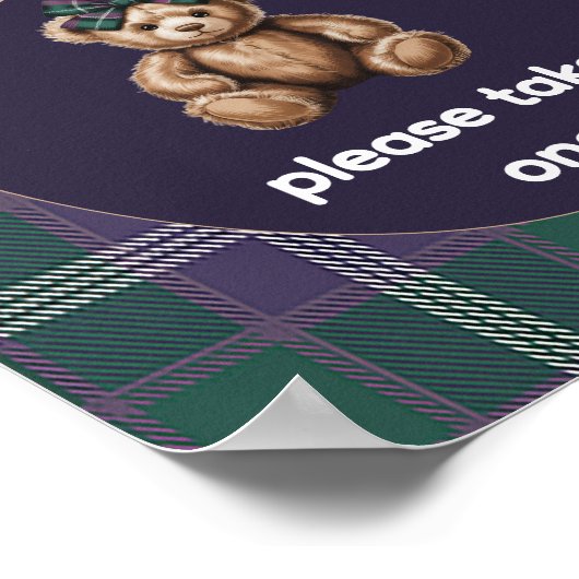 Chic Elegant Fancy Bear Favor Sign Poster (Ecke)