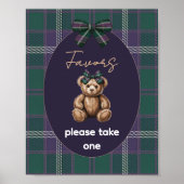 Chic Elegant Fancy Bear Favor Sign Poster (Vorne)