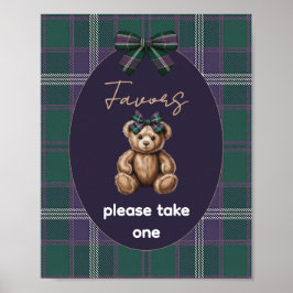 Chic Elegant Fancy Bear Favor Sign Poster
