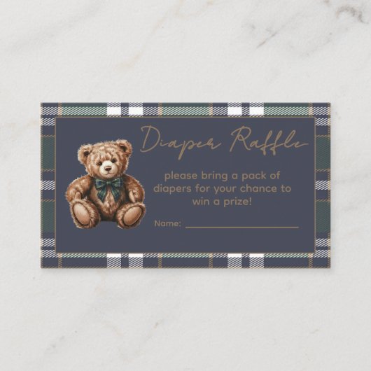 Chic elegant Fancy Bear R.L. theme Diaper Raffle Begleitkarte (Vorderseite)