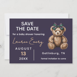 Chic Elegant Fancy Bear Save The Date Einladung