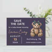 Chic Elegant Fancy Bear Save The Date  Einladung (Stehend Vorderseite)