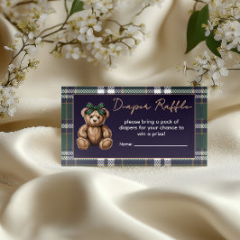 Chic elegant fancy girl bear theme diaper raffle begleitkarte