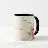 Chic Elegant Floral Damask Rose Tasse (VorderseiteRechts)