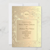 Chic Elegant Floral Gold Wedding Einladung (Vorderseite)