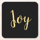 Chic Elegant Formal Black Yellow Gold "Joy" Script Rechteckiger Pappuntersetzer (Vorderseite)