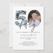 Chic Elegant Foto Script 50. Geburtstag Einladung (Vorderseite)